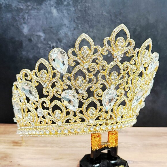 Gold Comb Crown, Bridal Crown, Wedding Hair Jewelry, Homecoming Prom Crown main image 9
